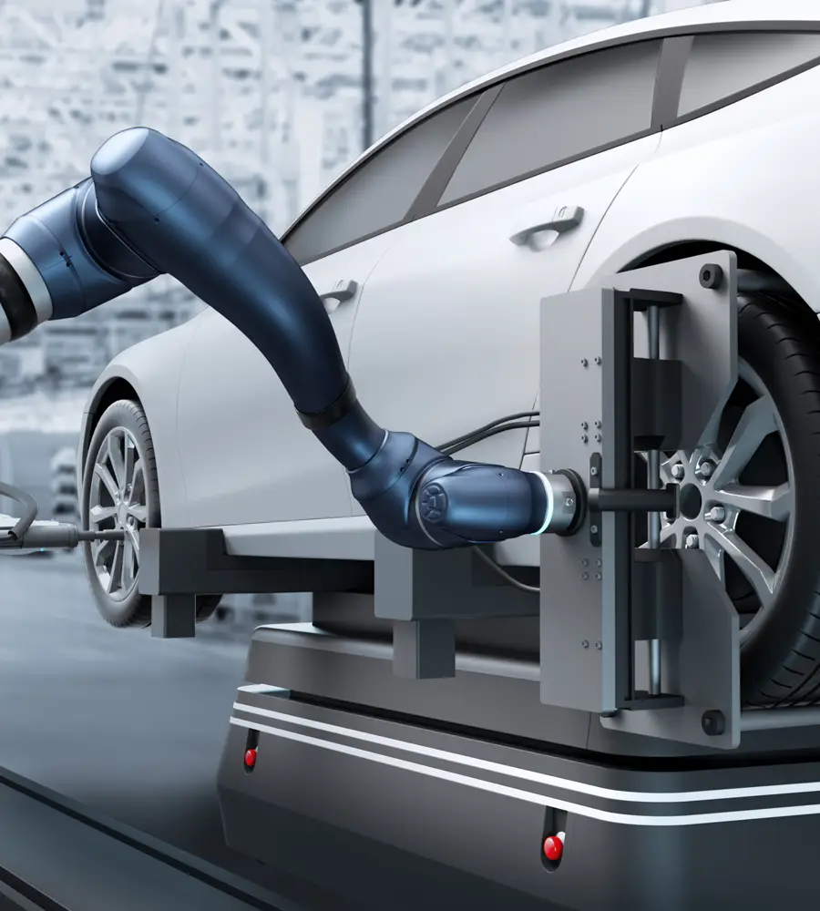 Cobot in Produktionslinie automotive Doosan Robotcs montieren und schrauben