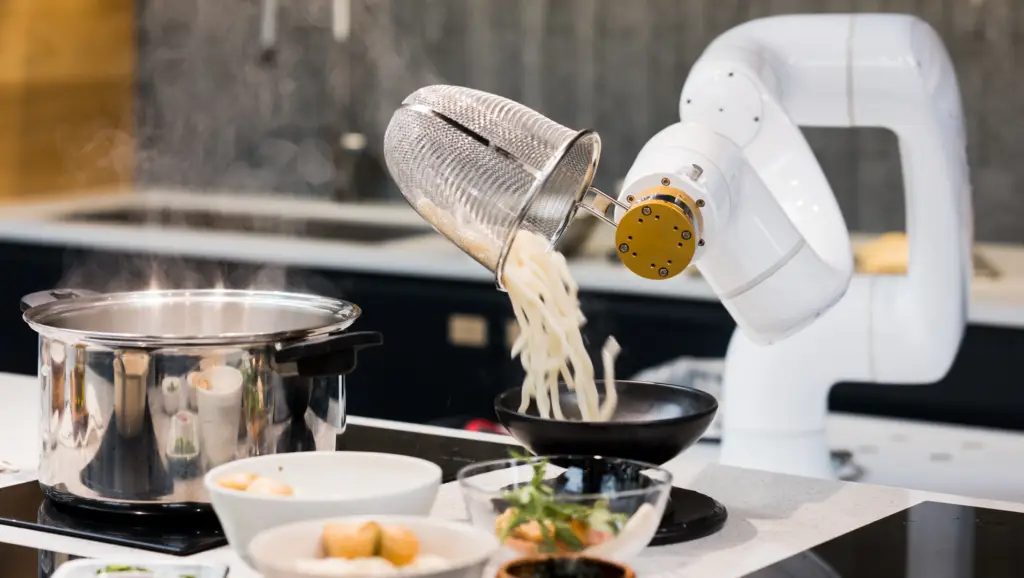 Roboter kocht Nudeln Doosan Robotics kollaborativer Roboter